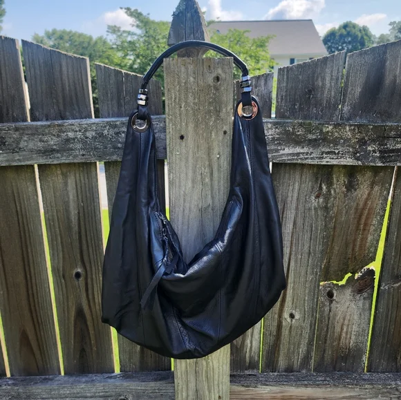 OrYany Leather Y2K Hobo Shoulder Slouchy Satchel Zip Pocket Bag Purse in Black - Picture 4 of 17